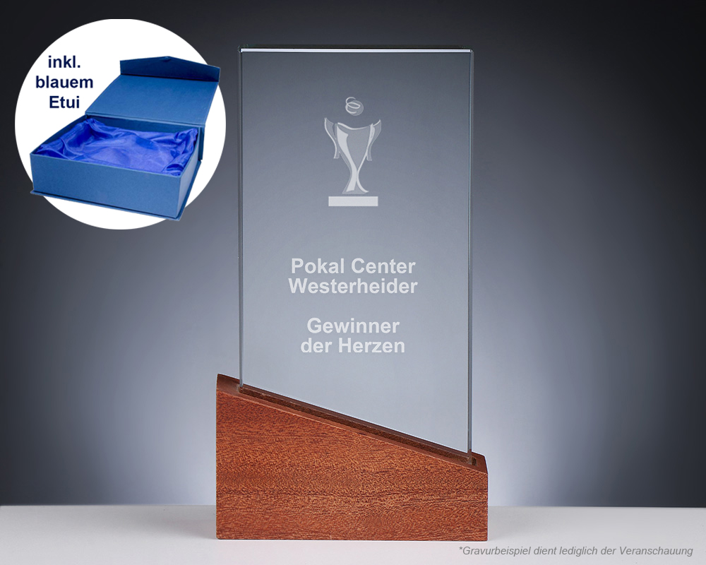 Holz Glas Award "Cancun" mit Gravur