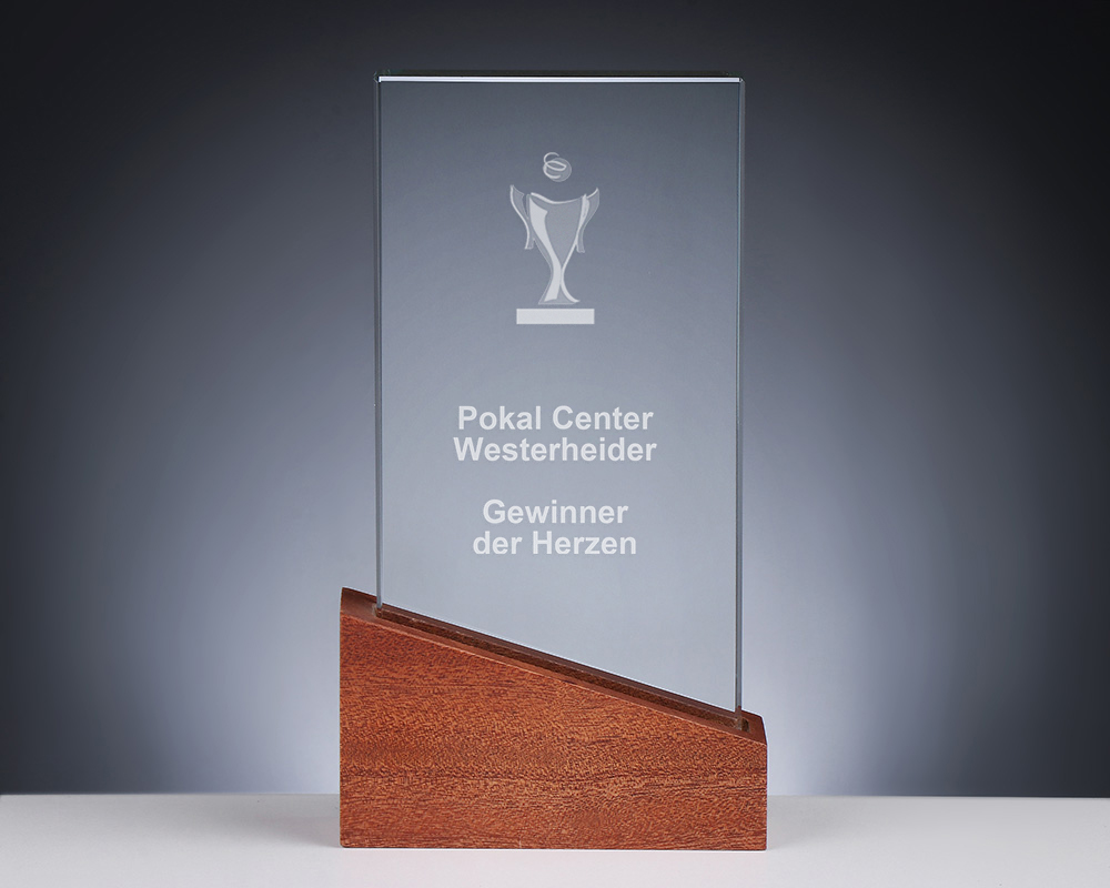 Holz Glas Award "Cancun" mit Gravur